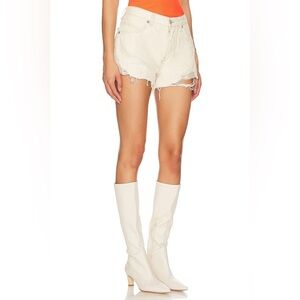 We The Free Cream Distressed Jean Shorts